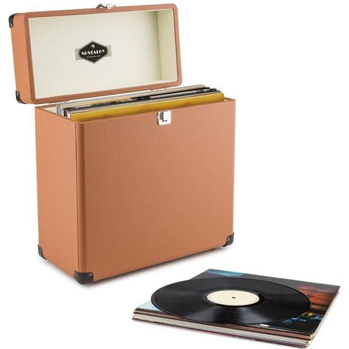 Auna Vinylbox - Coffret à vinyles style rétro en cuir ...