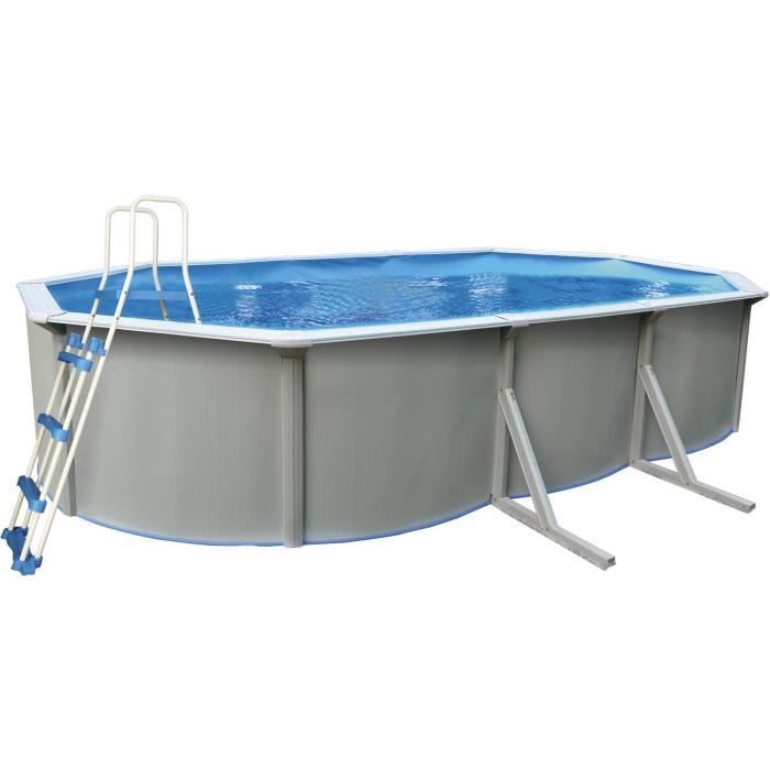 Piscine Acier Ovale Aspect Blanc Caracas 610 X 360 X 120 M