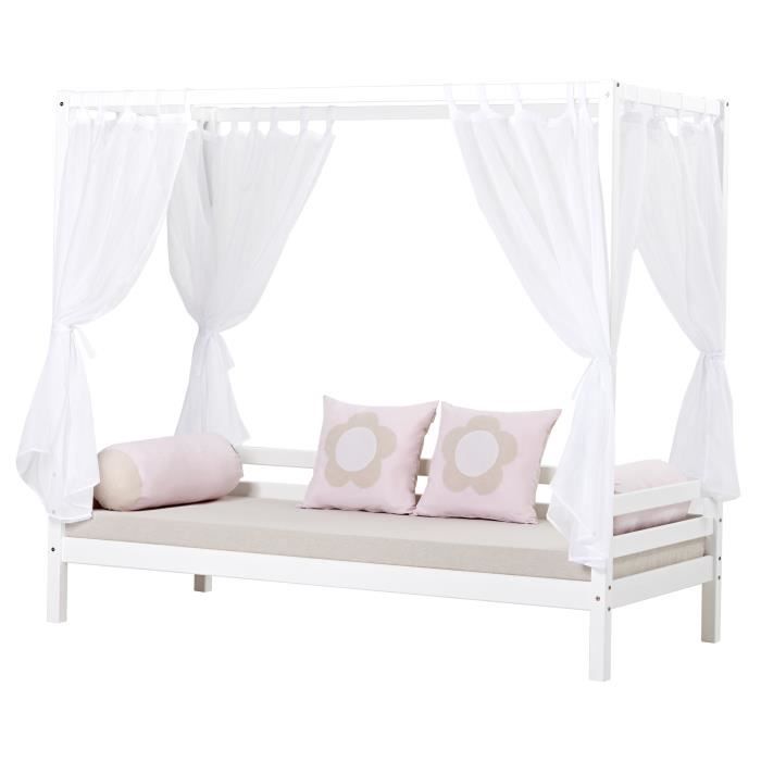 HOPPEKIDS Voile pliante pour baldaquin 100% coton 190x70 / 200x90 cm blanc