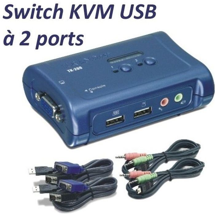 Trendnet KVM 2 ports VGA   USB + Audio TK 209K   Achat / Vente