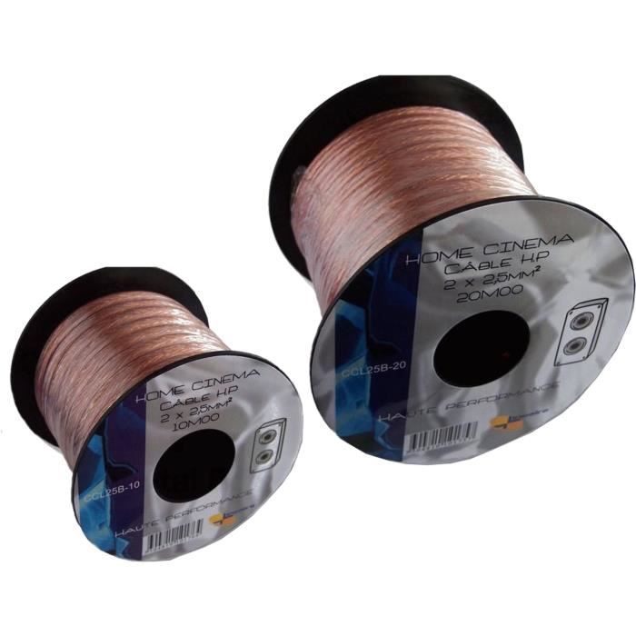 LINEAIRE CCL25B-20 Câble Haut-parleur 2 x 2,5 mm² - Longueur : 20 m + CCL25B10 Câble pour enceinte Haute performance 2*2.5 mm² 10m