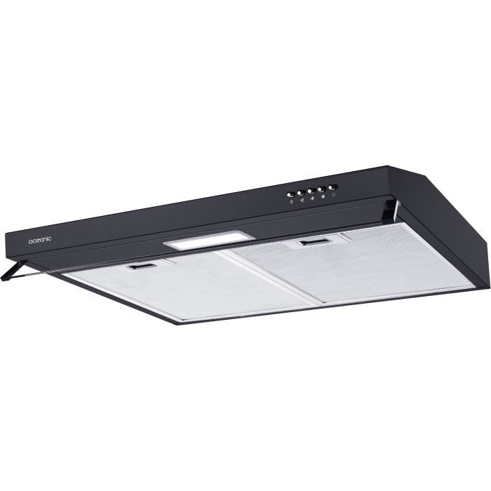 OCEANIC - HC440B9 - Hotte visière - Evacuation ou recyclage - 324,5m3-h - 3 vitesses - L60cm - Noir