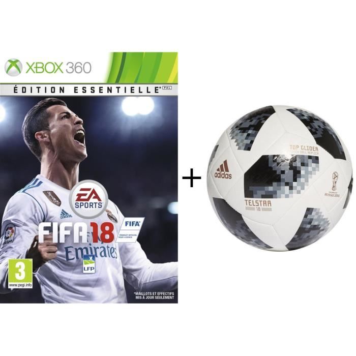 Pack FIFA : Jeu XBox 360 Fifa 18 Ed. Essentielle + Ballon de football Adidas Coupe du Monde de la FIFA™ Top Glider