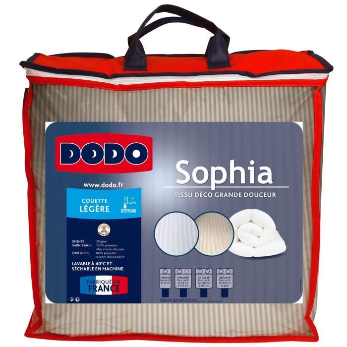 DODO Couette légère 250g/m² SOPHIA rayée 140x200 cm beige et blanc