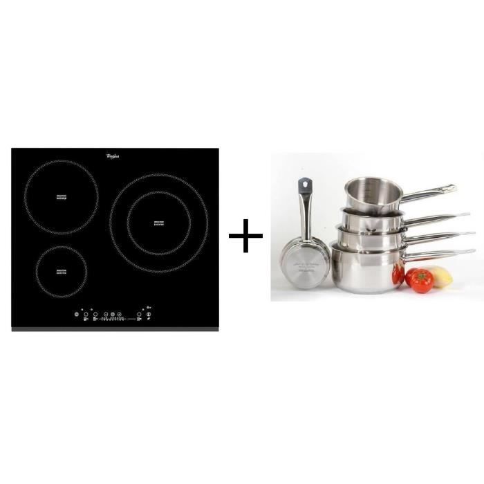 Pack cuisson Whirlpool ACM860BF-Table de cuisson induction-3 zones-7000 W-L58 x P51 cm + ART&CUISINE Set 5 pièces tous feux