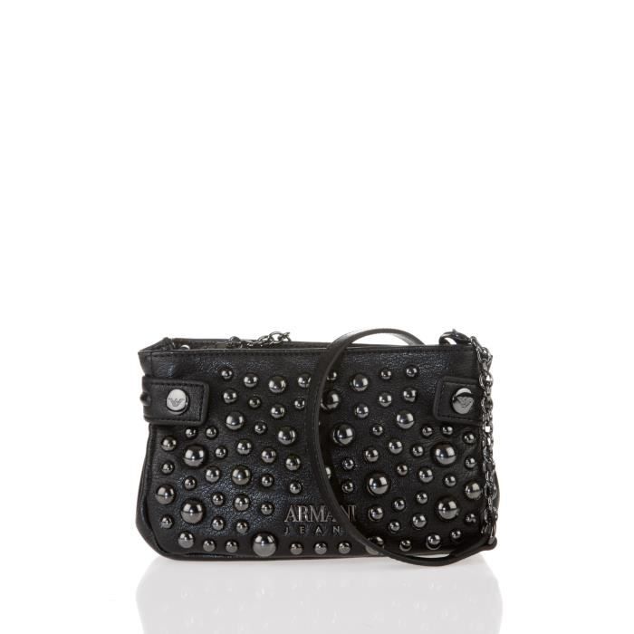 ARMANI JEANS - Petit Sac Noir Bandoulière à Perles Noires - Femme