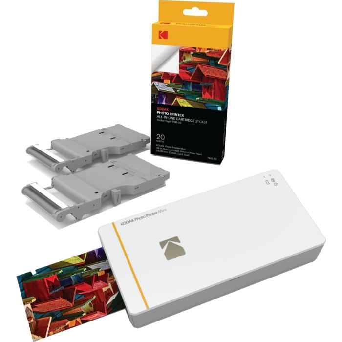 KODAK PHOTO PRINTER MINI Imprimante photo WiFi - Compatible iOS et Android + 20 cartouches et papier pour Mini PRINTER