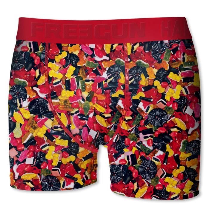 FREEGUN Boxer Bonbons Haribo Rouge et Multicolore Enfant Garçon