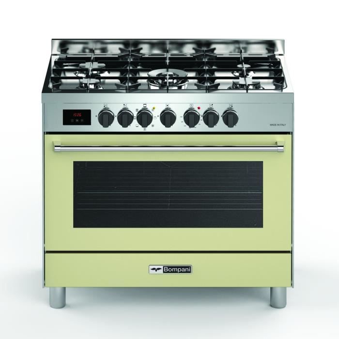 BOMPANI BTECH90CR Piano de cuisson gaz - 5 foyers - Four électrique - Catalyse - Crème