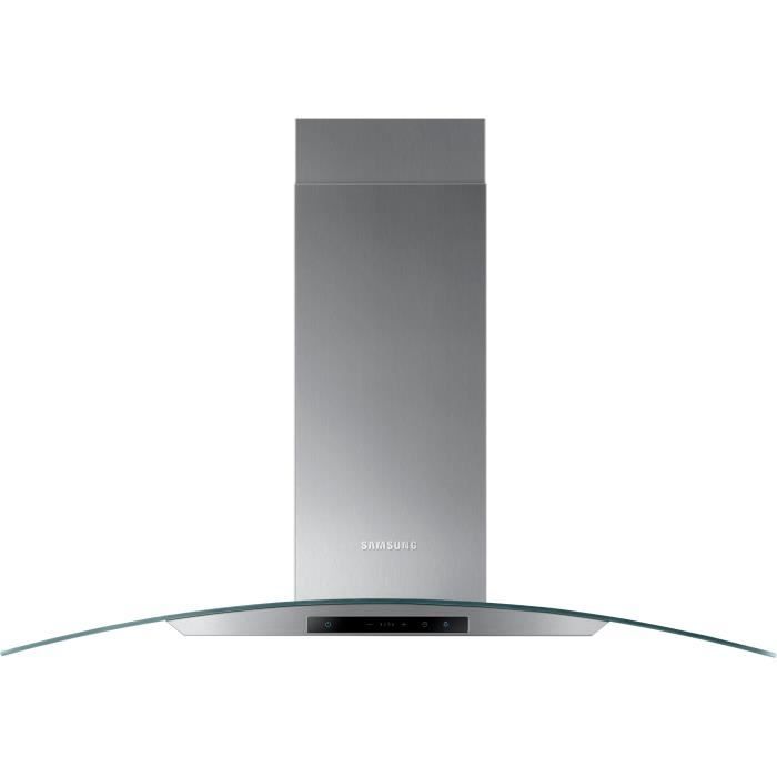 SAMSUNG NK36M5070CS - Hotte décorative murale-Evacuation / Recyclage-670 m3 air / h max-69 dB max-4 vitesses-L90 cm-Inox et verre