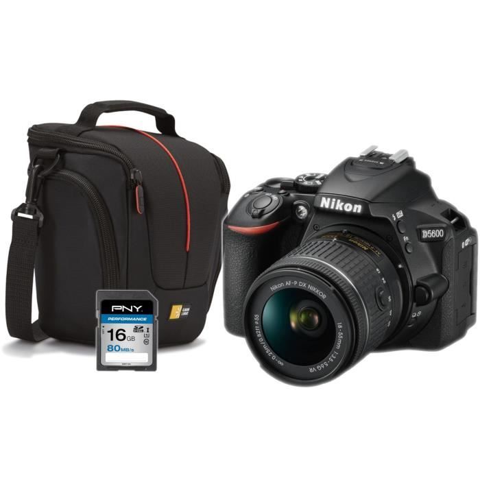 NIKON D5600 Appareil Photo Reflex + Objectif AF-P 18-55 VR + SD 16 Go + Sacoche