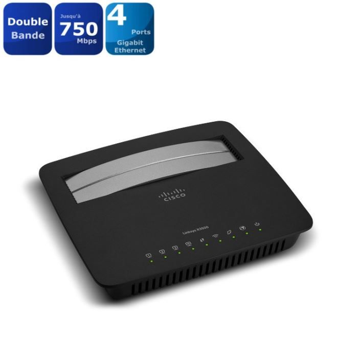 LINKSYS X3500 Modem-routeur WiFi N750 double bande 4 ports Gigabit