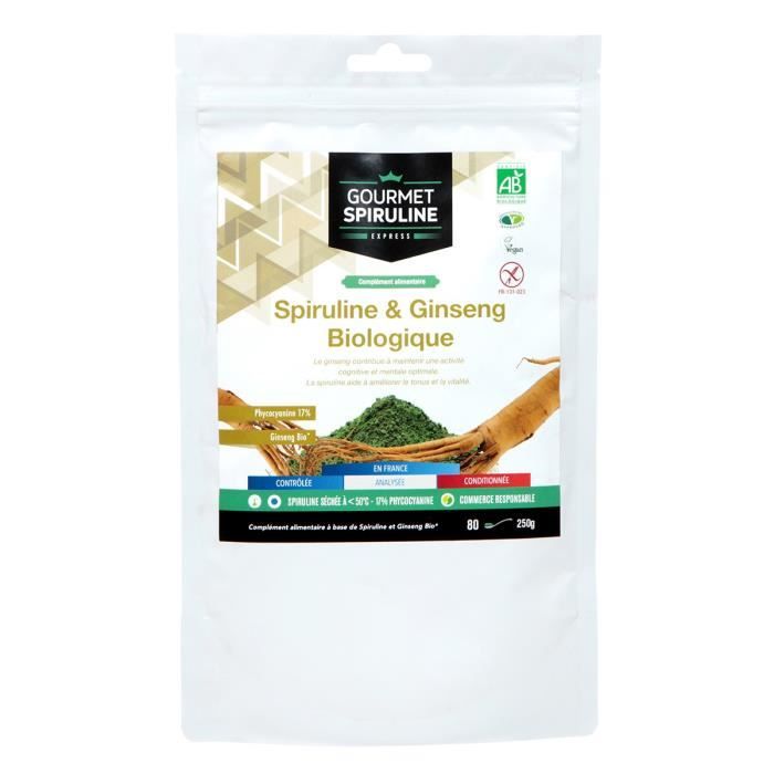 GOURMET SPIRULINE Poudre Spiruline-Ginseng Bio - 250 g