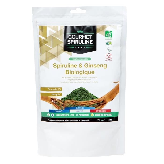 GOURMET SPIRULINE Poudre Spiruline-Ginseng Bio - 500 g
