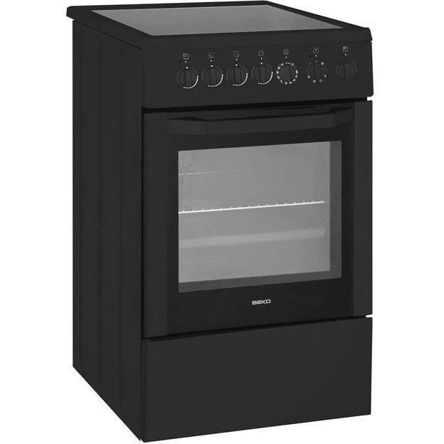 BEKO CSS57100GA Cuisinière table vitrocéramique - 4 foyers - Four électrique - Catalyse - 65L - A - L50 x H85cm - Anthracite
