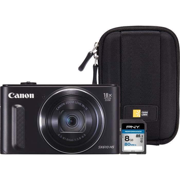 Canon PowerShot SX610 HS + Carte mémoire SDHC 8 Go + Etui pour appareil photo compact