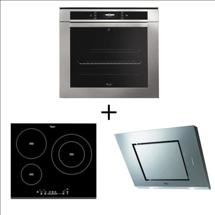 WHIRLPOOL AKZM670IX - Four électrique multifonction + ACM860BF - Table de cuisson induction + AKR808/1IX Hotte décorative