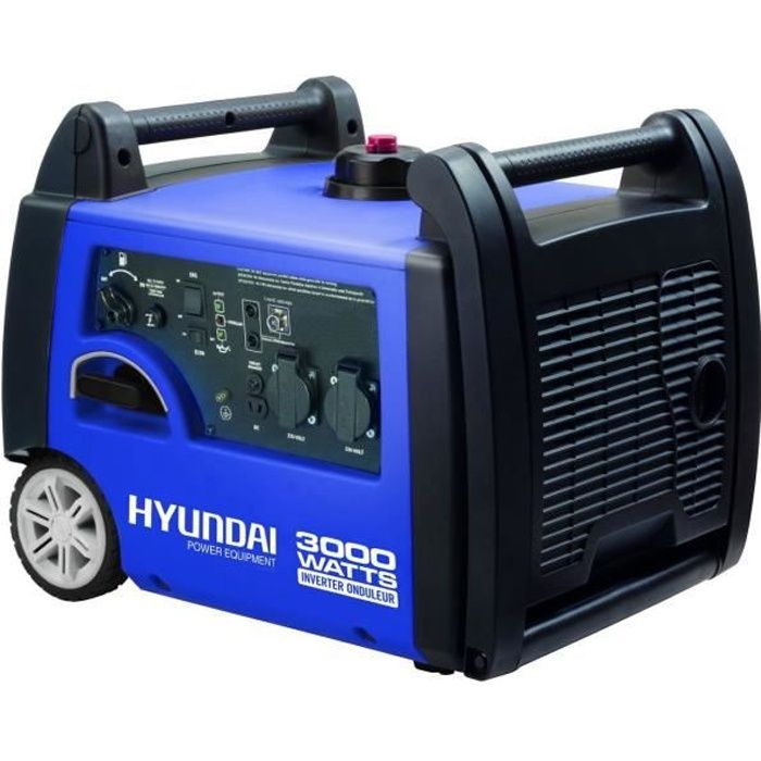 HYUNDAI Groupe électrogène à essence inverter HG40001-A1 - 3100 W à 3500 W - Bleu et noir