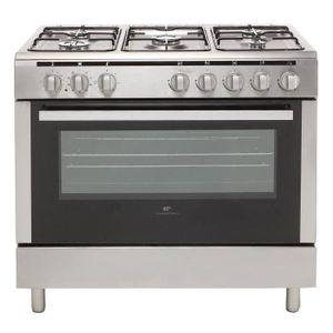 Continental Edison CECP9060MI - Cuisini?re table Gaz- 5 foyers-3000w-Four electrique-Catalyse-104L-A-L90XH85cm-Inox/noir