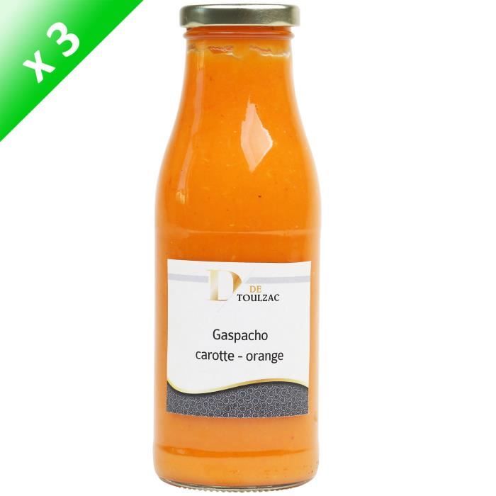 LOT DE 3 D DE TOULZAC Gaspacho Carotte Orange 50cl
