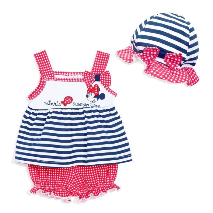 MINNIE Ensemble Marine Bloomer, Débardeur et Bob Sérigraphié Enfant Fille