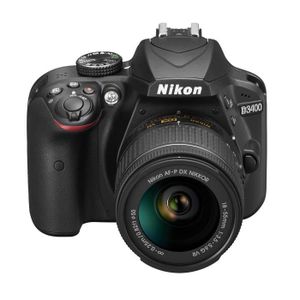 NIKON D3400 - Reflex numérique - Grand capteur DX de 24,2Mp - Vidéo Full HD - Bluetooth - Noir + Objectif AF-P DX 18-55 VR