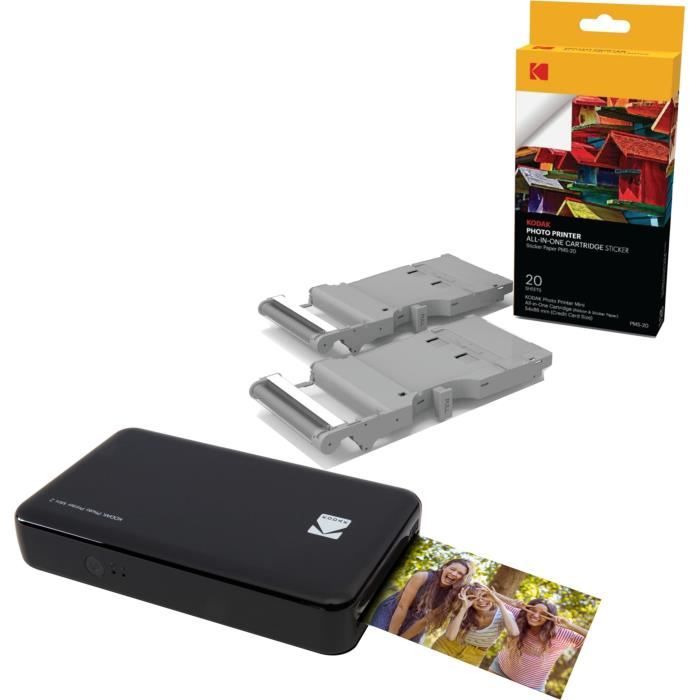 KODAK PHOTO PRINTER MINI Imprimante photo WiFi - Compatible iOS et Android + 20 Cartouche et papier pour Mini PRINTER