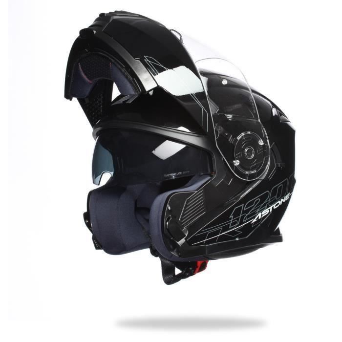 ASTONE RT1200 Casque Modulable Noir Verni