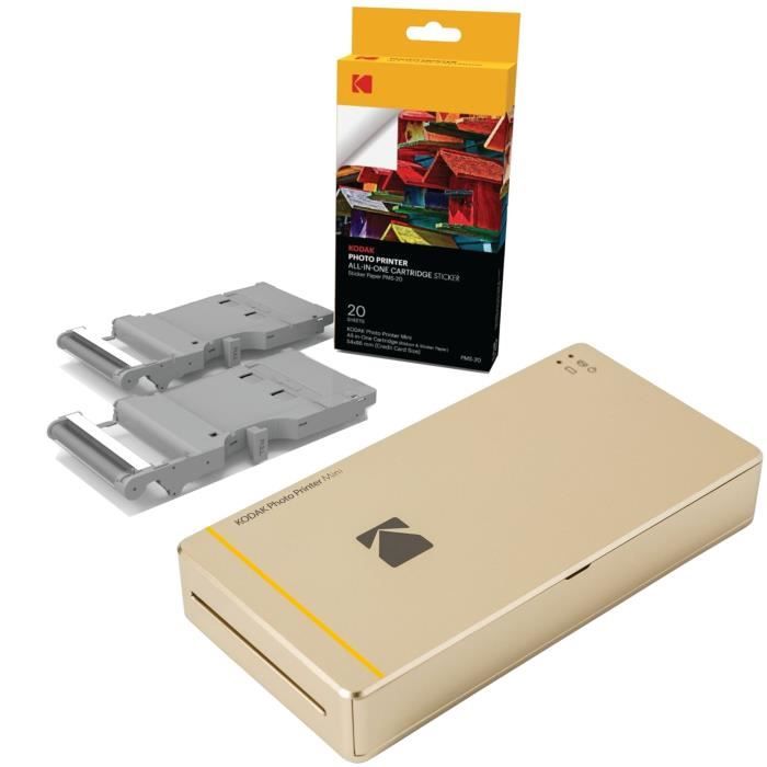 KODAK PHOTO PRINTER MINI Imprimante photo WiFi - Compatible iOS et Android + 20 Cartouche et papier pour Mini PRINTER