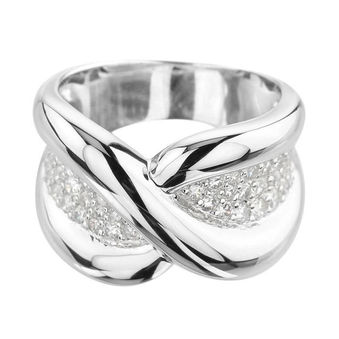 YSORA Bague Argent 925° et Oxyde de Zirconium Femme