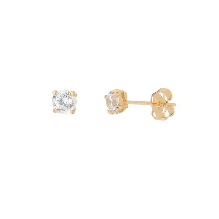 YSORA - Boucles D'Oreilles Or Jaune et Oxyde 3mm