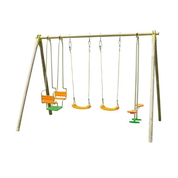 Balançoire / Portique TRIGANO bois/métal 2,30m - 4 agrès