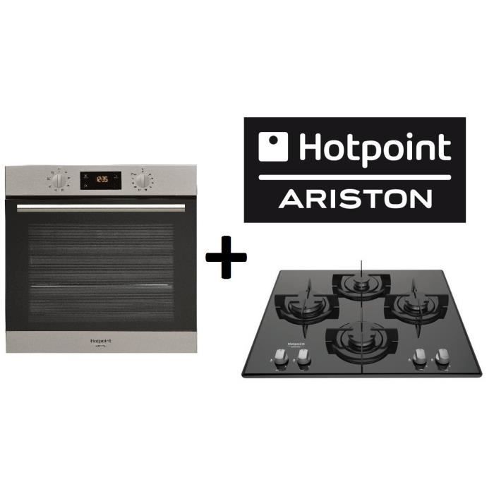 Pack cuisson HOTPOINT: FA2 540 P IX HA Four chaleur tournante Pyrolyse 66L Inox + FRDD642/HA(BK) Table de cuisson gaz 4 foyers
