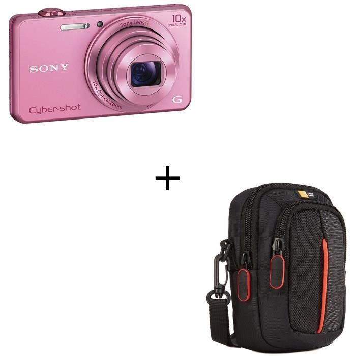 Pack Appareil photo numérique compact SONY DSC-WX220 – 18 mégapixels – Zoom x10 - Rose + Étui noir