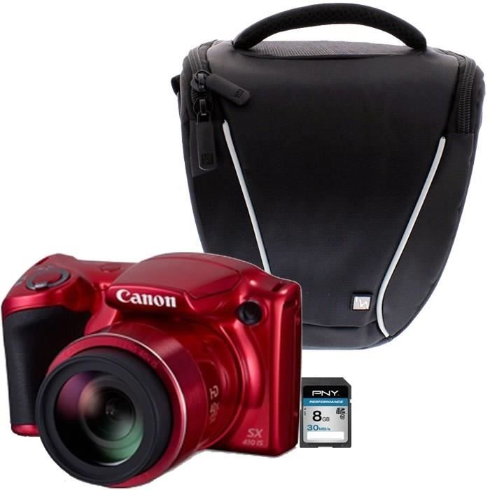 Canon PowerShot SX410 IS Rouge + Sacoche + Carte 8 Go