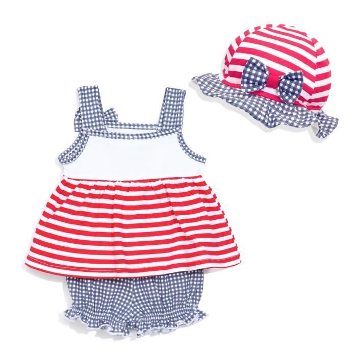 MINNIE Ensemble Rouge Bloomer, Débardeur et Bob Sérigraphié Enfant Fille