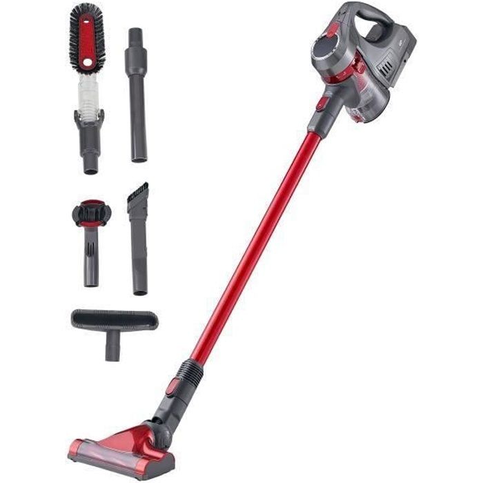CONTINENTAL EDISON VC130RG Aspirateur balai et à main sans fil - 130W - 0.5 L - Rouge / Gris