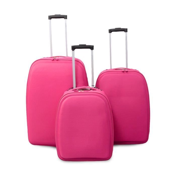 KINSTON Set de 3 Valises Tallinn - Textile renforcé - Rose
