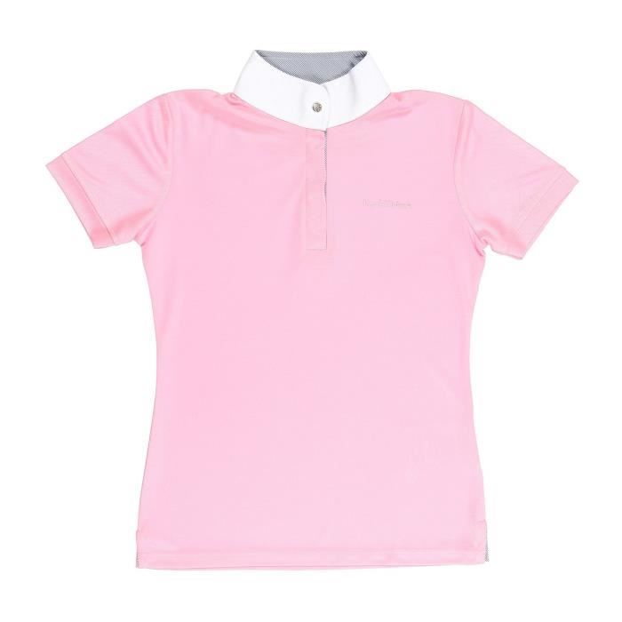 EQUI-THEME Polo manches courtes de concours d'équitation - Fille - Rose