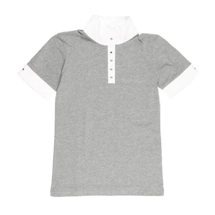 EQUI-THEME Polo manches courtes de concours d'équitation Popper - Femme - gris