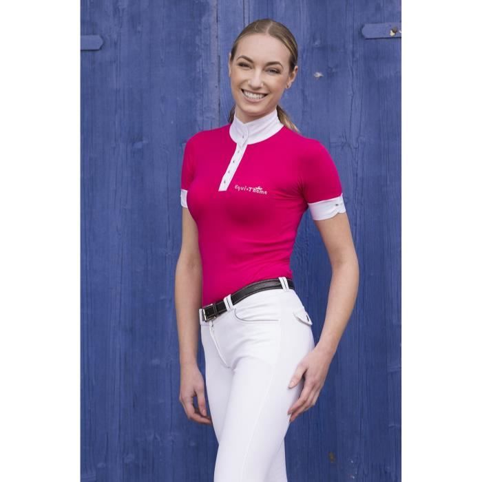 EQUI-THEME Polo manches courtes de concours d'équitation Popper - Femme - fuchsia
