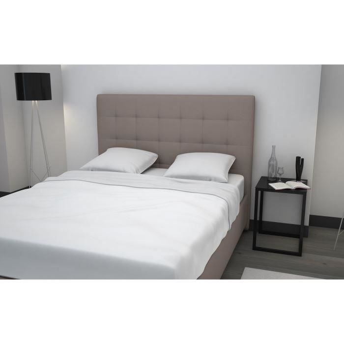 FINLANDEK Lit adulte TYYLI contemporain en simili taupe + pieds métal - l 160 x L 200 cm