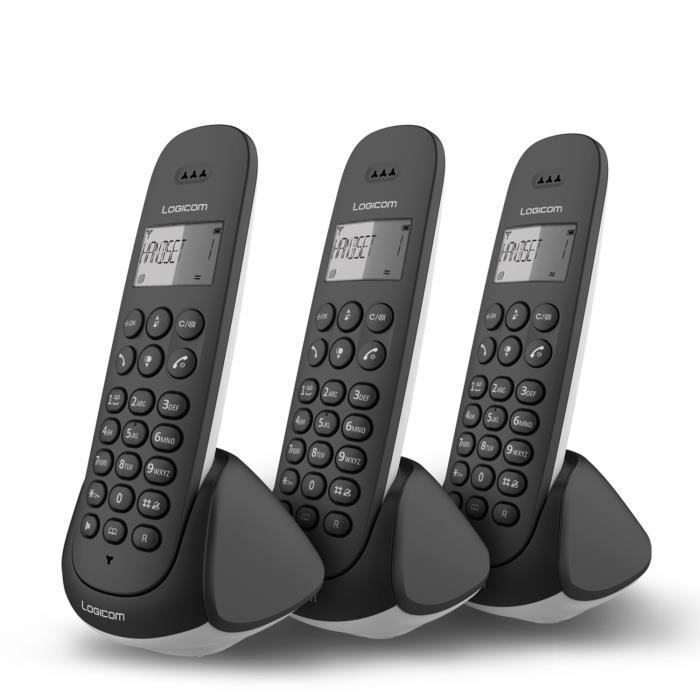 Logicom Aura 350 Trio Téléphone Sans Fil Sans Répondeur Noir