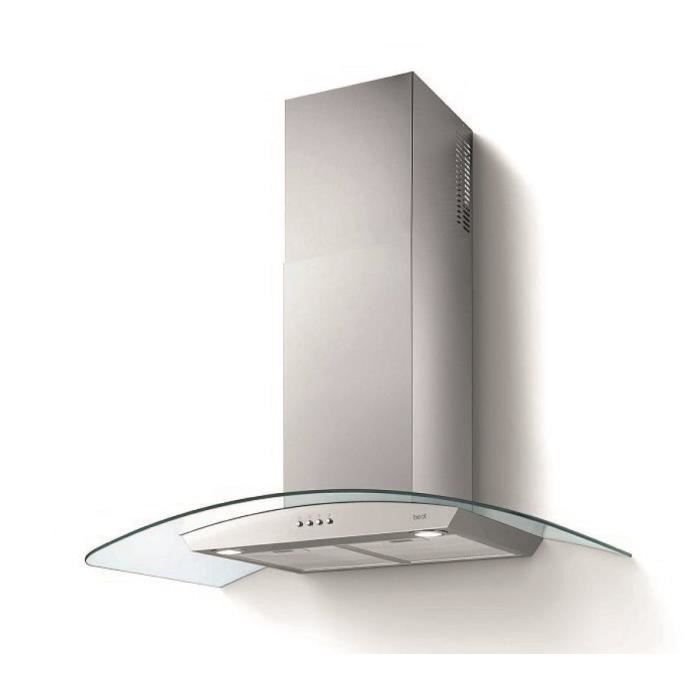 HUDSON HHDKB60VI - Hotte décorative - Evacuation et recyclage - 420m3-h - 63dB - 3 vitesses - Larg 60cm - Inox / verre