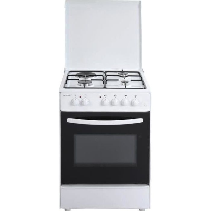 OCEANIC OCEACM6060W8-Cuisinière table mixte gaz / électrique-4 foyers-Four convection naturelle-65 L-A-L 60 x H 85cm-Blanc