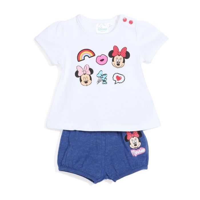 MINNIE Ensemble Blanc Bébé Fille Sérigraphie
