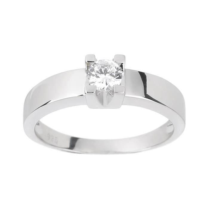 MONTE CARLO STAR Solitaire Argent 925° Oxydes de Zirconium Femme