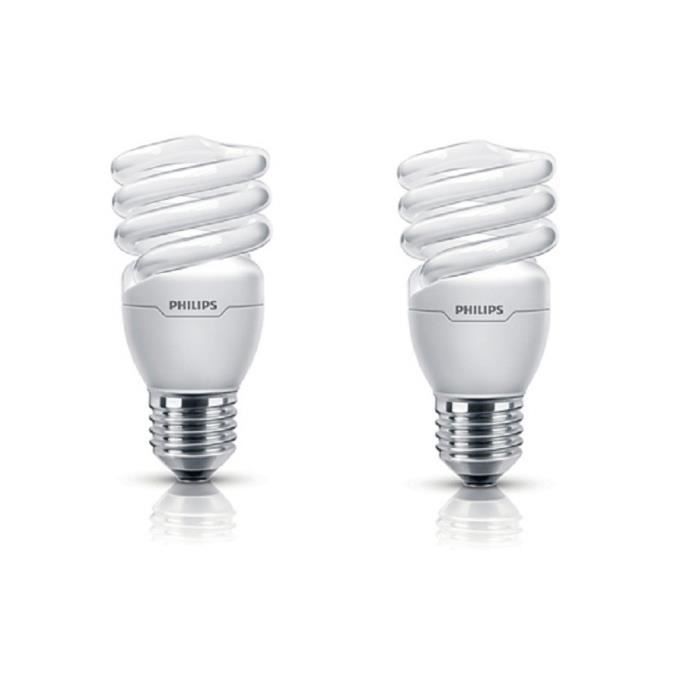 PHILIPS Lot de 2 ampoules fluo-compacte E27 12 W équivalent à 60 W