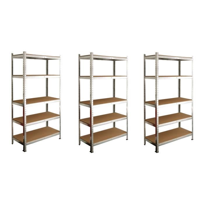 SODIAC Lot de 2 Étagères de rangement charge lourde 5 tablettes - 150 Kg par plateau - 180 x 90 x 40 cm