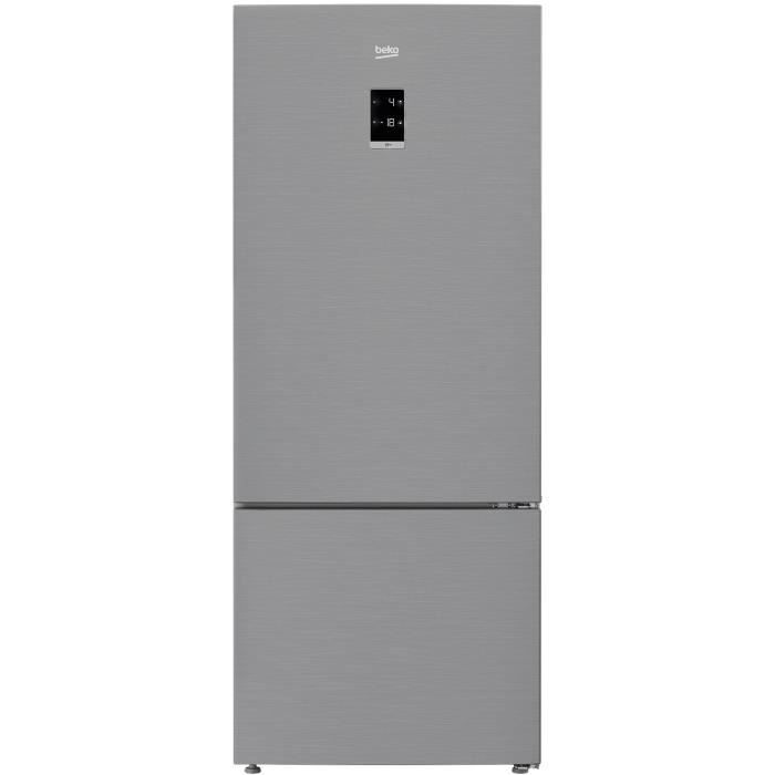 BEKO CN158220XP - Réfrigérateur combiné congélateur bas - 497L (400 + 97L) - Froid total no frost - A+ - L 74 x H 185 cm